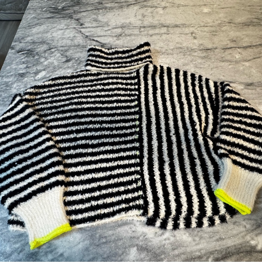 Anthropologie Pilcro Black and White Striped Turtleneck Sweater